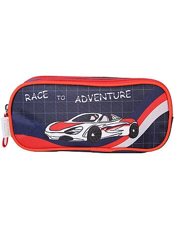 Estuche escolar niño 2 compartimentos PHILEAS Voiture azul rojo