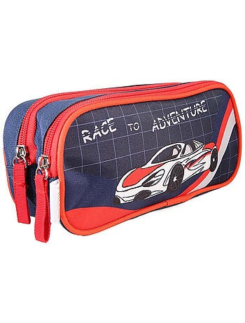 Estuche escolar niño 2 compartimentos PHILEAS Voiture azul rojo
