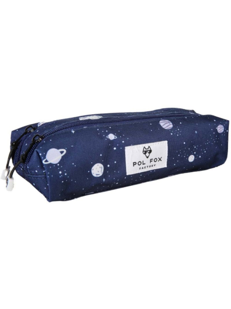 Estuche escolar niño pol fox cosmo con 2 compartimentos - material escolar - azul marino Azul marino - Kiabi