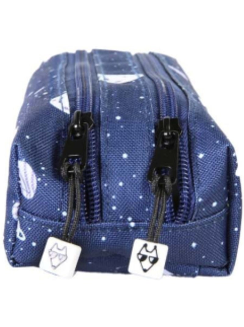 Estuche escolar niño pol fox cosmo con 2 compartimentos - material escolar - azul marino Azul marino - Kiabi