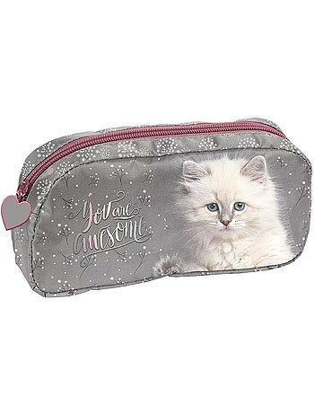 Estuche escolar paso de poliéster con gato fotorrealista