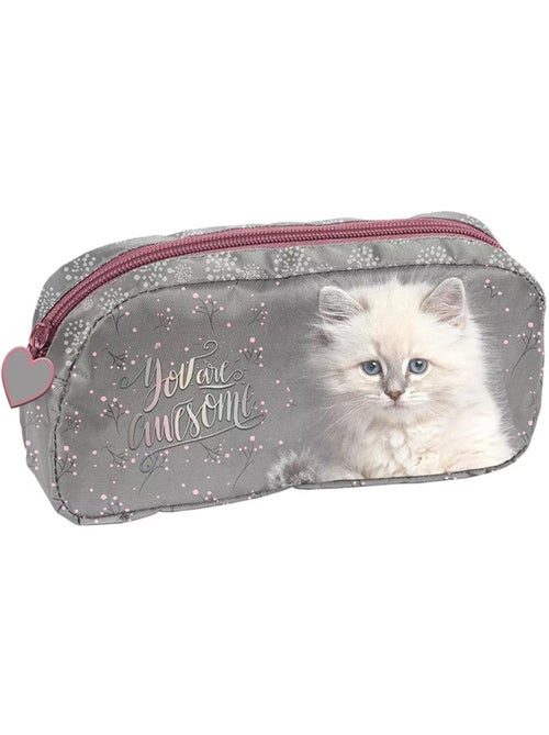 Estuche escolar paso de poliéster con gato fotorrealista - Kiabi Estuche escolar paso de poliéster con gato fotorrealista - Kiabi