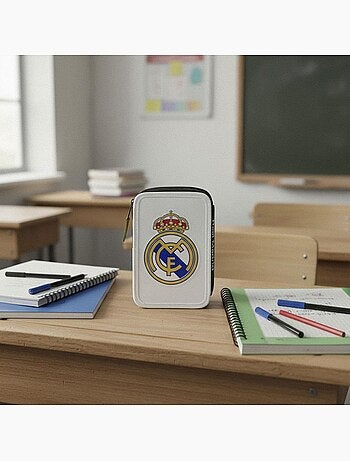 Estuche escolar Real Madrid con triple compartimento con accesorios
