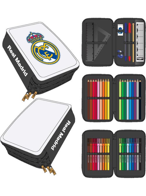 Estuche escolar Real Madrid con triple compartimento con accesorios - Kiabi