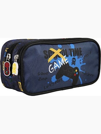 Estuche escolar rectangular 2 compartimentos KIP School Time azul negro