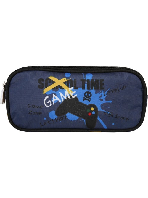 Estuche escolar rectangular 2 compartimentos KIP School Time azul negro - Kiabi