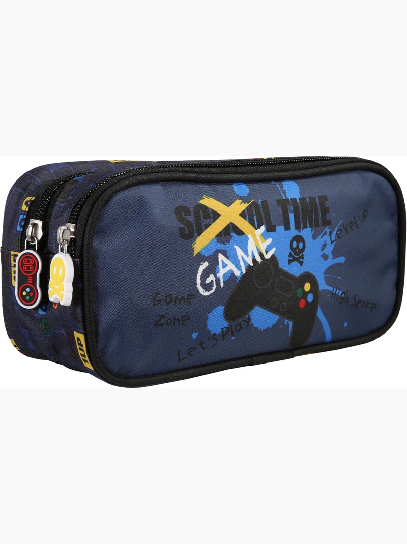 Estuche escolar rectangular 2 compartimentos KIP School Time azul negro Azul marino - Kiabi