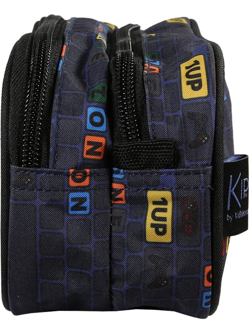 Estuche escolar rectangular 2 compartimentos KIP School Time azul negro Azul marino - Kiabi