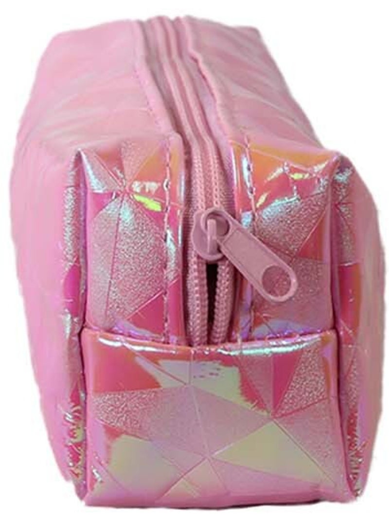 Estuche escolar rectangular niña 1 compartimento rosa holográfico brillante Rosa - Kiabi