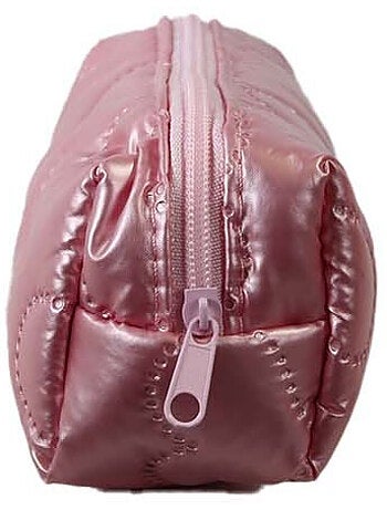 Estuche escolar rectangular niña 1 compartimento rosa motivo corazón