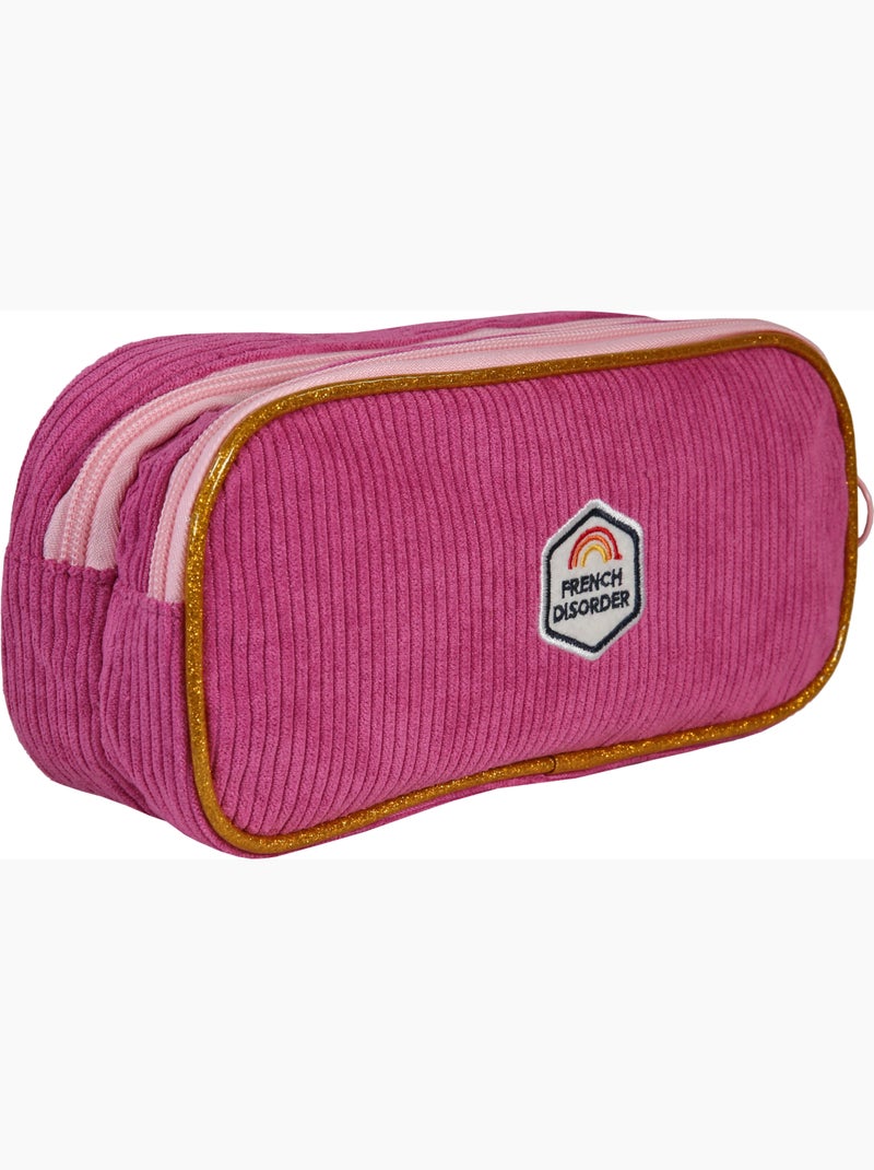 Estuche escolar rectangular niña 2 compartimentos FRENCH DISORDER Leo terciopelo rosa Rosa - Kiabi