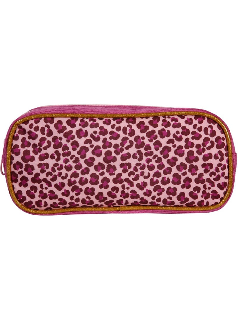 Estuche escolar rectangular niña 2 compartimentos FRENCH DISORDER Leo terciopelo rosa Rosa - Kiabi