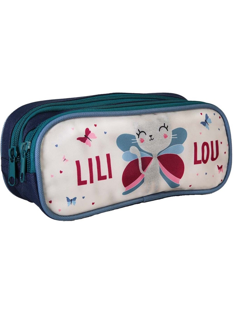 Estuche escolar rectangular niña 2 compartimentos LILI LOU beige Beige - Kiabi