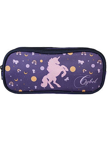 Estuche escolar rectangular niña CYBEL violeta 2 compartimentos