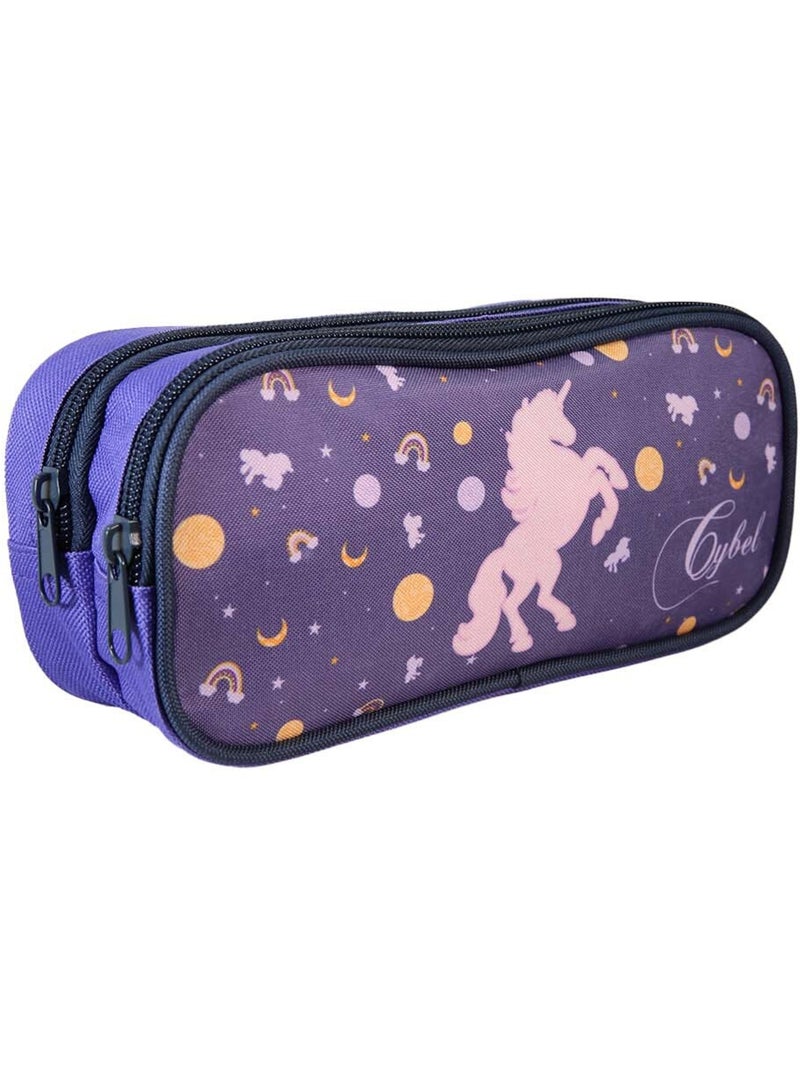 Estuche escolar rectangular niña CYBEL violeta 2 compartimentos Violeta - Kiabi