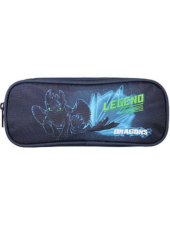 Estuche escolar rectangular niño DRAGONS azul 2 compartimentos