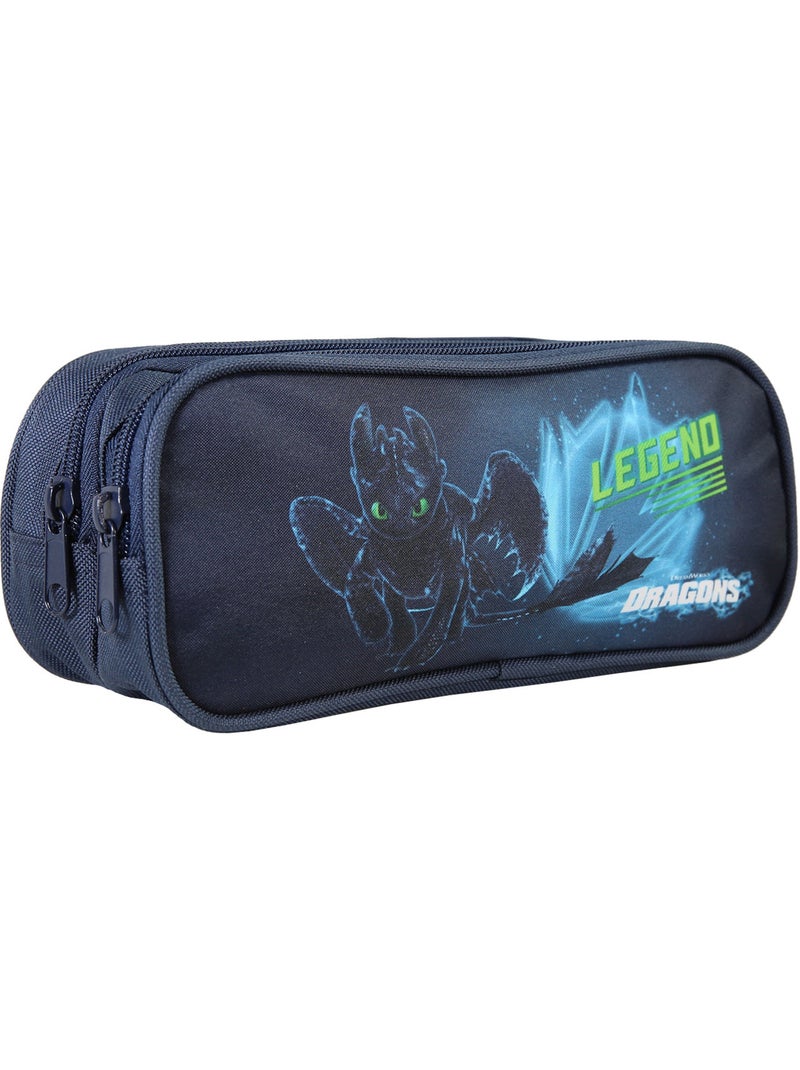 Estuche escolar rectangular niño DRAGONS azul 2 compartimentos Azul - Kiabi