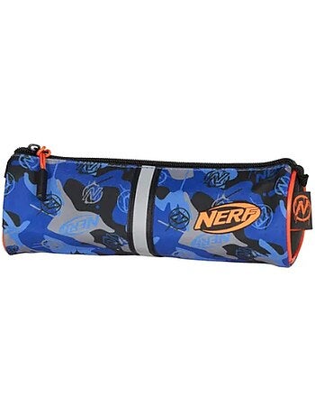Estuche escolar redondo infantil NERF Playground azul camuflaje