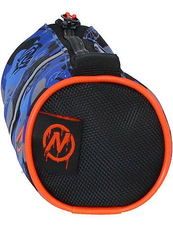 Estuche escolar redondo infantil NERF Playground azul camuflaje