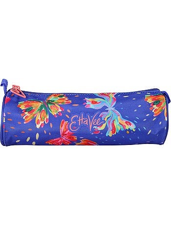Estuche escolar redondo niña 1 compartimento ETTAVEE Fly With Me azul multicolor mariposa
