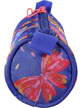 Estuche escolar redondo niña 1 compartimento ETTAVEE Fly With Me azul multicolor mariposa