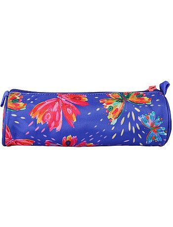 Estuche escolar redondo niña 1 compartimento ETTAVEE Fly With Me azul multicolor mariposa