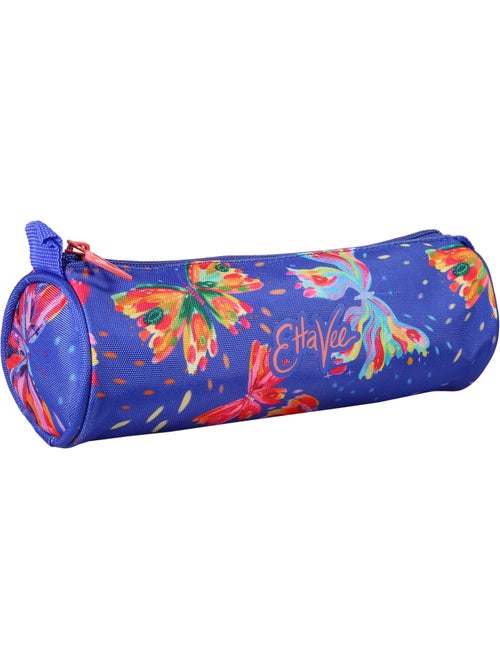 Estuche escolar redondo niña 1 compartimento ETTAVEE Fly With Me azul multicolor mariposa - Kiabi Estuche escolar redondo niña 1 compartimento ETTAVEE Fly With Me azul multicolor mariposa - Kiabi
