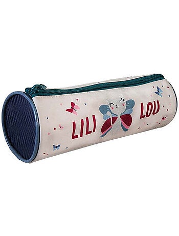 Estuche escolar redondo niña LILI LOU beige 1 compartimento