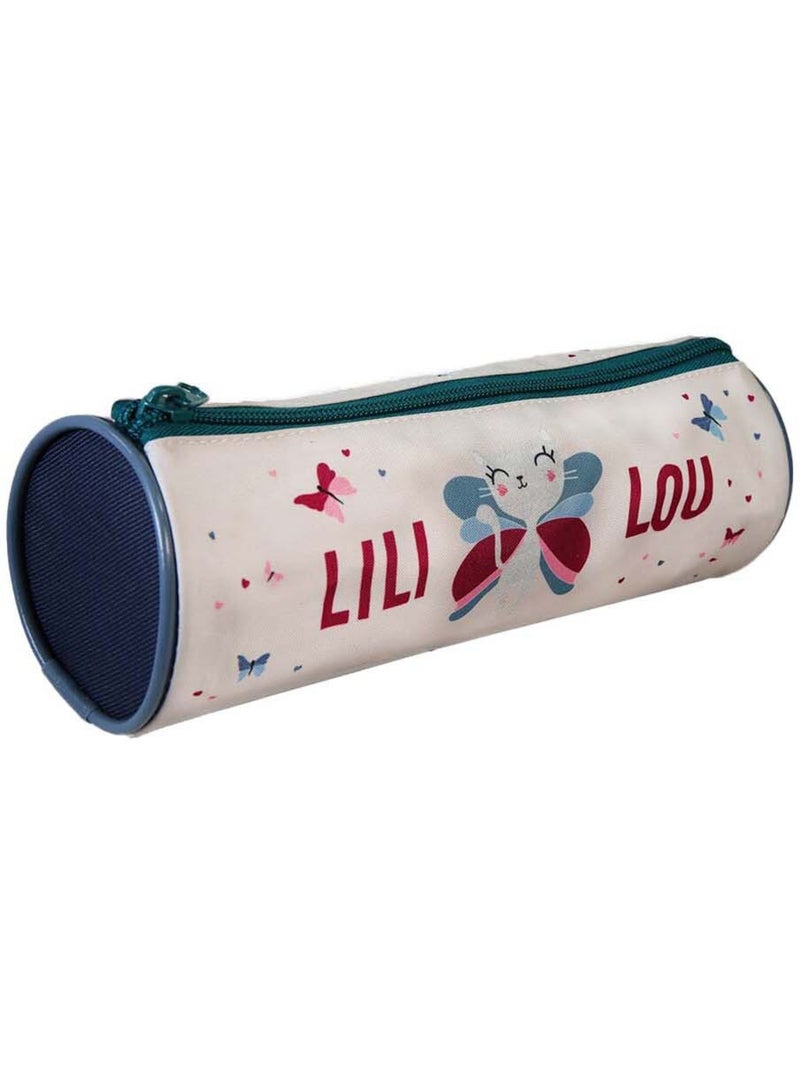 Estuche escolar redondo niña LILI LOU beige 1 compartimento Beige - Kiabi