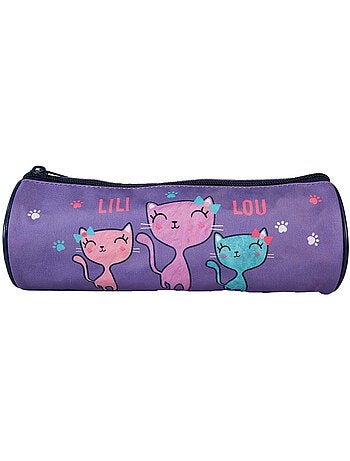 Estuche escolar redondo niña LILI LOU violeta 1 compartimento