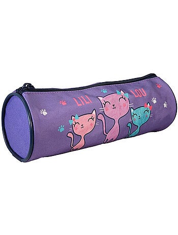 Estuche escolar redondo niña LILI LOU violeta 1 compartimento