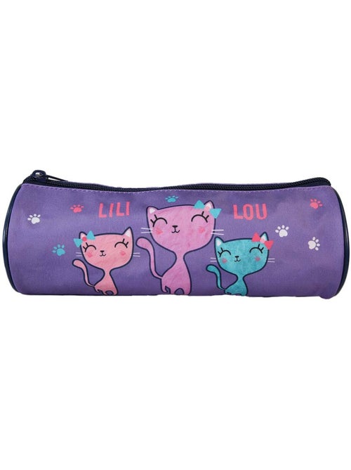 Estuche escolar redondo niña LILI LOU violeta 1 compartimento - Kiabi Estuche escolar redondo niña LILI LOU violeta 1 compartimento - Kiabi