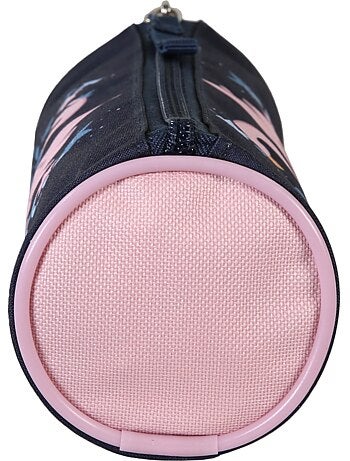 Estuche escolar redondo niña PHILEAS Cygne azul marino rosa 1 compartimento
