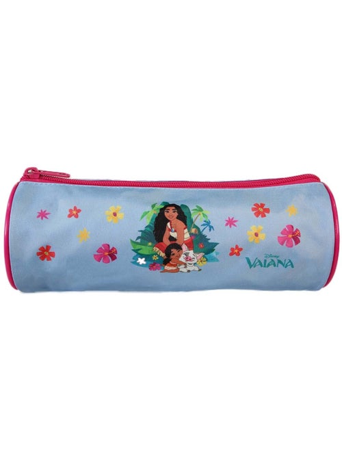 Estuche escolar redondo niña VAIANA azul cielo 1 compartimento - Kiabi