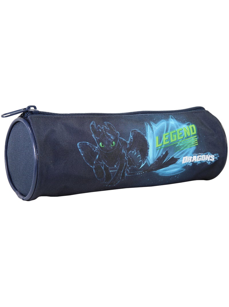 Estuche escolar redondo niño DRAGONS azul 1 compartimento con cremallera Azul - Kiabi
