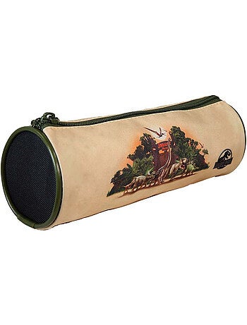 Estuche escolar redondo niño JURASSIC PARK beige 1 compartimento con cremallera