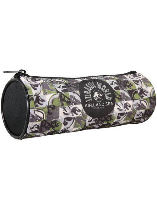 Estuche escolar redondo niño JURASSIC WORLD verde negro 1 compartimento con cremallera - Kiabi