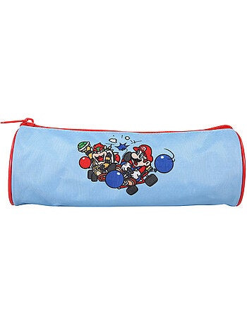 Estuche escolar redondo niño SUPER MARIO azul 1 compartimento