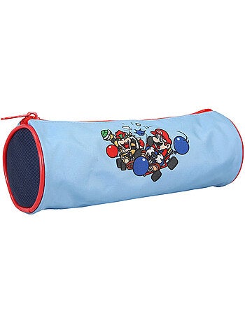 Estuche escolar redondo niño SUPER MARIO azul 1 compartimento