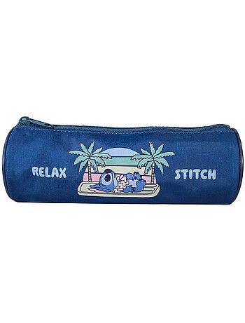 Estuche escolar redondo STITCH azul 1 compartimento
