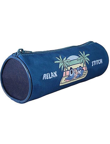 Estuche escolar redondo STITCH azul 1 compartimento