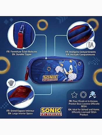 Estuche Escolar Sonic The Hedgehog Doble Compartimento 155-01309