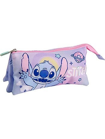 Estuche escolar Stitch Disney con triple compartimento