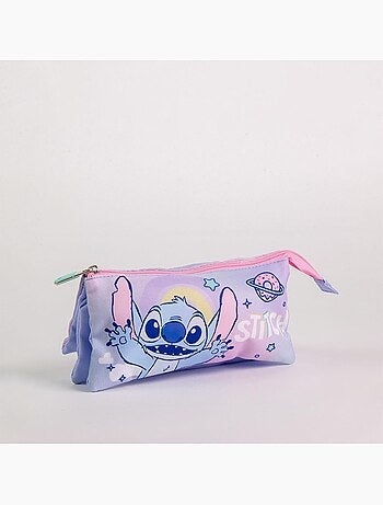 Estuche escolar Stitch Disney con triple compartimento