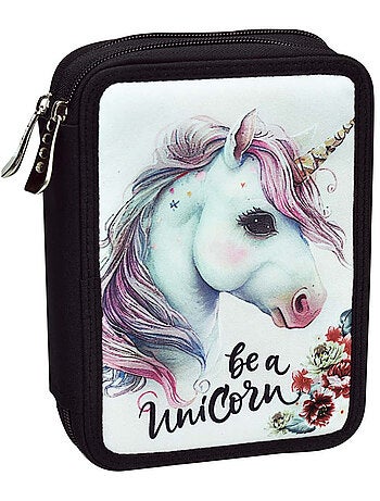 Estuche escolar unicornio back me up equipado de doble compartimento