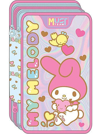 Estuche 'hello kitty' must team 3 compartimentos con cremallera – set de papelería