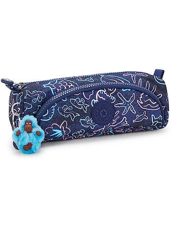 Estuche kipling cute disco fish 2 compartimentos 22 cm - llavero mono incluido