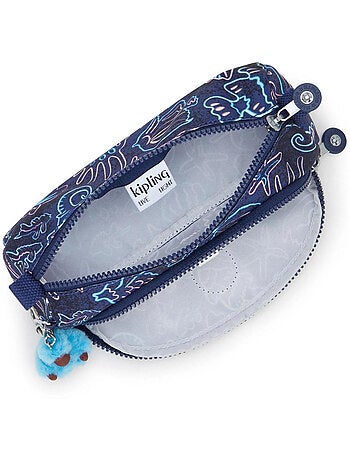 Estuche kipling cute disco fish 2 compartimentos 22 cm - llavero mono incluido