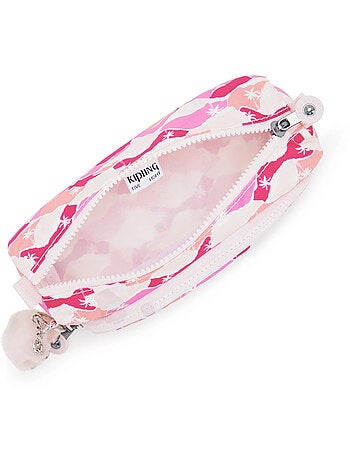 Estuche kipling cute pink palm 2 compartimentos 22 cm