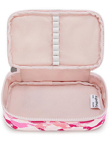 Estuche kipling pink palm de tejido sintético